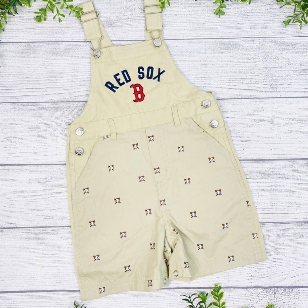 RED SOX Boys Khaki Lightweight Overalls 2T